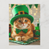 Niedlich Ginger St. Patricks Day Cat Postkarte (Vorderseite)