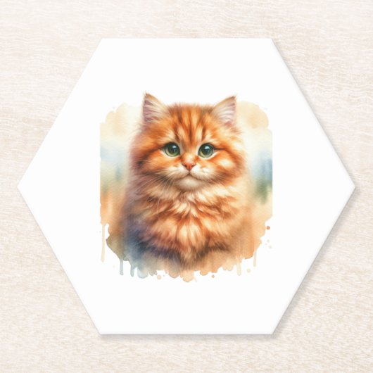 Niedlich Ginger Tabby Cat Classic T - Shirt Untersetzer (Vorderseite)
