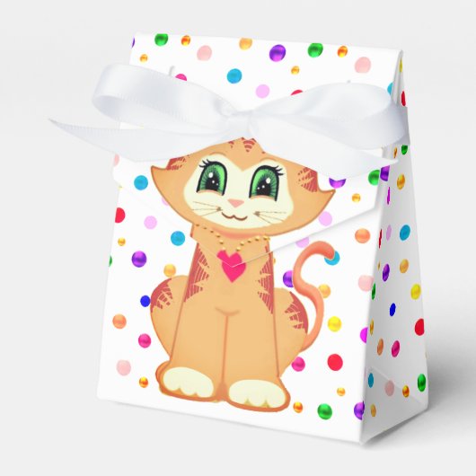 Niedlich Ginger Tabby Kitty Cat & Confetti Vielen Geschenkschachtel (Vorderseite)
