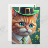 Niedlich Ginger Tabby St. Patricks Day Cat Postkarte (Vorne/Hinten)