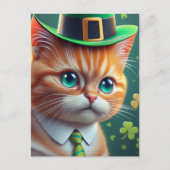 Niedlich Ginger Tabby St. Patricks Day Cat Postkarte (Vorderseite)
