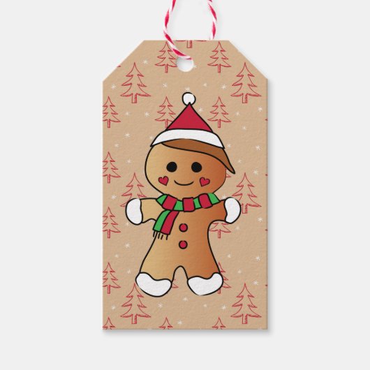 Niedlich Gingerbread Boy Cartoon Holiday Cookie Geschenkanhänger (Vorderseite)