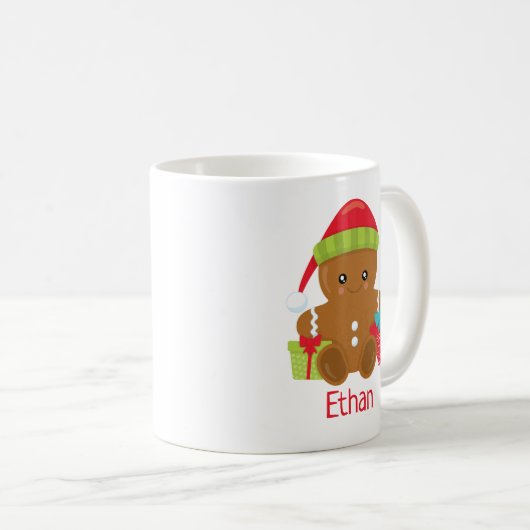 Niedlich Gingerbread Boy Personalisierte Weihnacht Kaffeetasse (VorderseiteRechts)