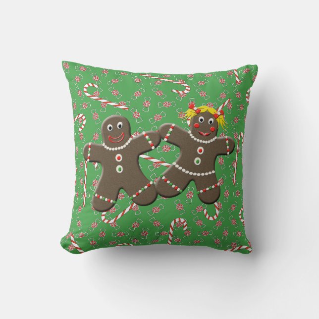 Niedlich Gingerbread Couple Boy Girl Weihnachtscre Kissen (Vorderseite)