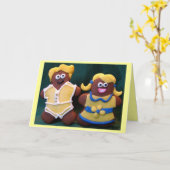 Niedlich Gingerbread Couple Wedding Karte (Gelbe Blume)