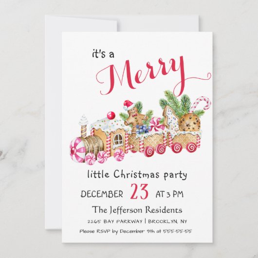 Niedlich Gingerbread Express Kleines Party Einladung (Vorderseite)