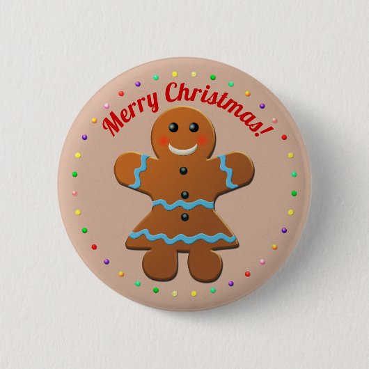 Niedlich Gingerbread-Frau Button (Vorderseite)