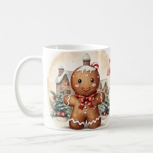 Niedlich Gingerbread Frohe Weihnachten Kaffeetasse (Links)