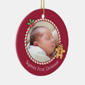 Niedlich Gingerbread Girl Baby First Christmas Fot Keramik Ornament (Rechts)