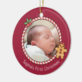 Niedlich Gingerbread Girl Baby First Christmas Fot Keramik Ornament (Links)