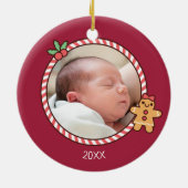 Niedlich Gingerbread Girl Baby First Christmas Fot Keramik Ornament (Hinten)