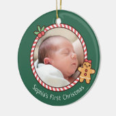 Niedlich Gingerbread Girl Baby First Christmas Fot Keramik Ornament (Links)