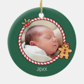 Niedlich Gingerbread Girl Baby First Christmas Fot Keramik Ornament (Hinten)
