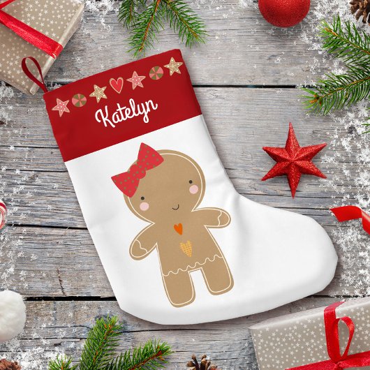 Niedlich Gingerbread Girl Holiday Cookie Border Na Kleiner Weihnachtsstrumpf