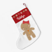 Niedlich Gingerbread Girl Holiday Cookie Border Na Kleiner Weihnachtsstrumpf (Rückseite (Hängend))