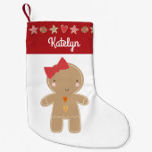 Niedlich Gingerbread Girl Holiday Cookie Border Na Kleiner Weihnachtsstrumpf (Vorderseite)