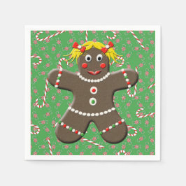 Niedlich Gingerbread Girl Woman Weihnachtscreme Ca Serviette