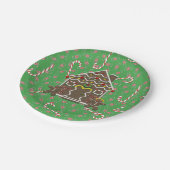 Niedlich Gingerbread House Gingerbread Couple Pappteller (Schrägansicht)