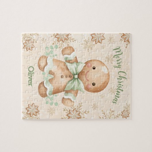 Niedlich Gingerbread Man Boy Name Weihnachten Puzzle (Horizontal)