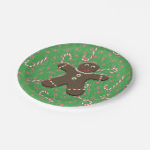 Niedlich Gingerbread Man Boy Weihnachts-Candy Cane Pappteller (Schrägansicht)