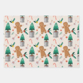 Niedlich Gingerbread Man Candy Cane Weihnachten Geschenkpapier Set (Vorderseite)
