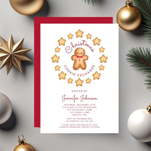 Niedlich Gingerbread Man Christmas Cookie Exchange Einladung