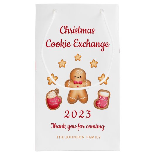 Niedlich Gingerbread Man Christmas Cookie Exchange Kleine Geschenktüte (Rückseite)