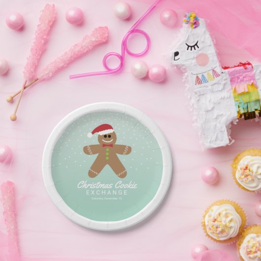 Niedlich Gingerbread Man Christmas Cookie Exchange Pappteller (Party)