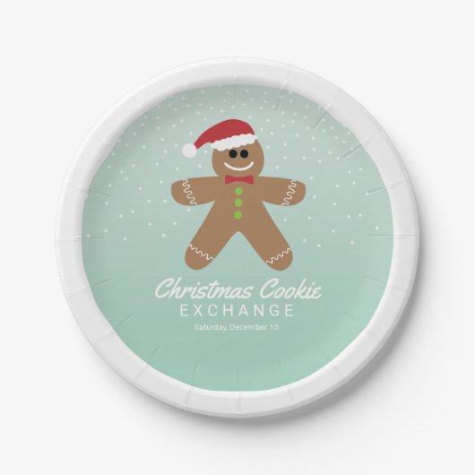 Niedlich Gingerbread Man Christmas Cookie Exchange Pappteller (Vorderseite)
