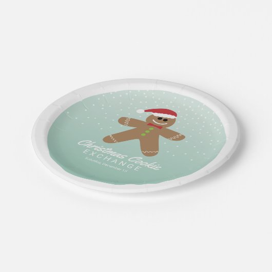 Niedlich Gingerbread Man Christmas Cookie Exchange Pappteller (Schrägansicht)