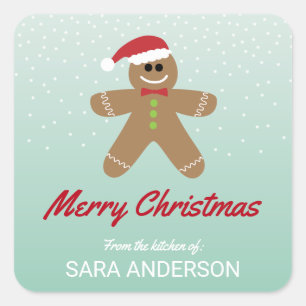 Niedlich Gingerbread Man Christmas Cookie Exchange Quadratischer Aufkleber