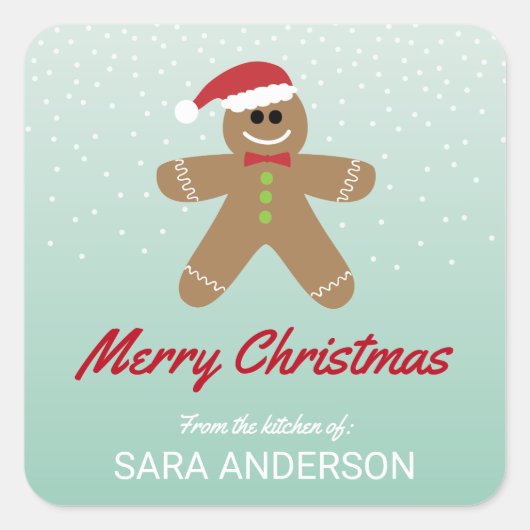 Niedlich Gingerbread Man Christmas Cookie Exchange Quadratischer Aufkleber (Vorderseite)