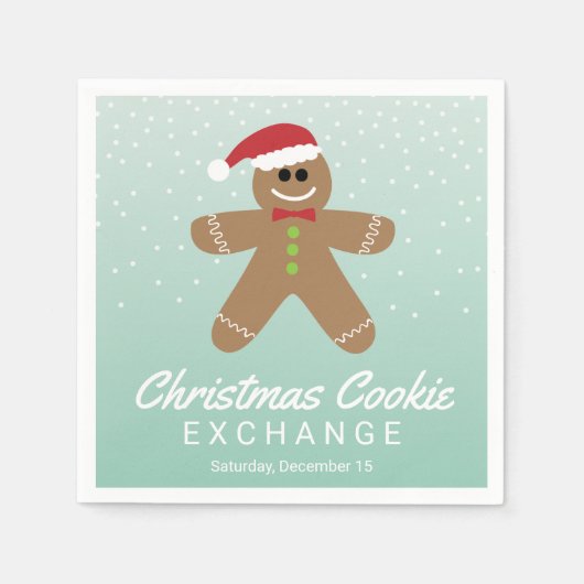 Niedlich Gingerbread Man Christmas Cookie Exchange Serviette (Vorderseite)