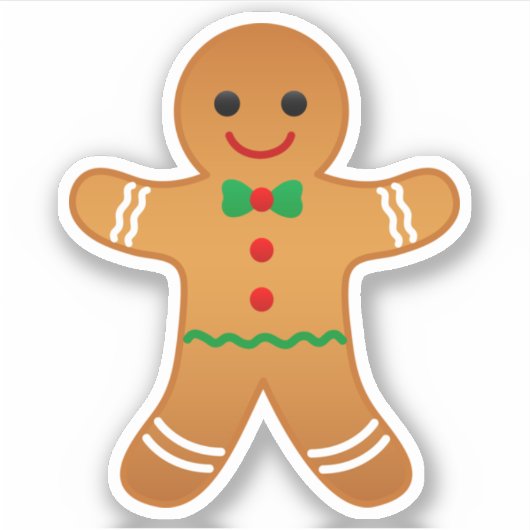 Niedlich Gingerbread Man Contour Aufkleber (Vorderseite)