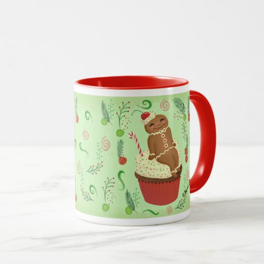 Niedlich Gingerbread Man Green Tasse (VorderseiteRechts)