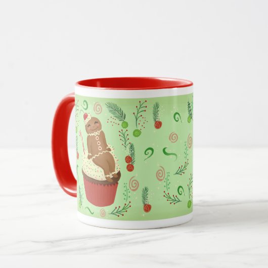 Niedlich Gingerbread Man Green Tasse (Vorderseite Links)