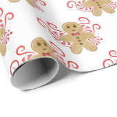 Niedlich Gingerbread Man & Peppermint Weihnachten Geschenkpapier (Rolleneckpunkt)