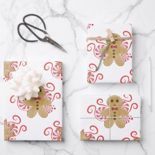 Niedlich Gingerbread Man & Peppermint Weihnachten Geschenkpapier Set