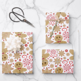 Niedlich Gingerbread Man & Peppermint Weihnachten Geschenkpapier Set