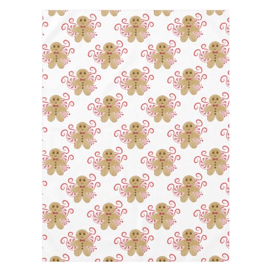 Niedlich Gingerbread Man & Peppermint Weihnachten Tischdecke (Vorderseite)