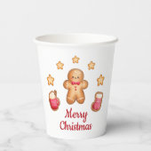 Niedlich Gingerbread Mann Frohe Weihnachten Pappbecher (Rückseite)