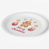 Niedlich Gingerbread Mann Frohe Weihnachten Pappteller (Schrägansicht)