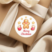 Niedlich Gingerbread Mann Frohe Weihnachten Runder Aufkleber