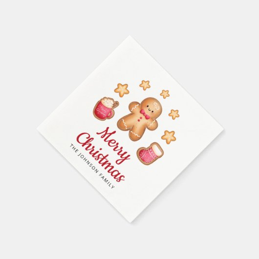 Niedlich Gingerbread Mann Frohe Weihnachten Serviette (Ecke)