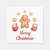 Niedlich Gingerbread Mann Frohe Weihnachten Serviette (Vorderseite)