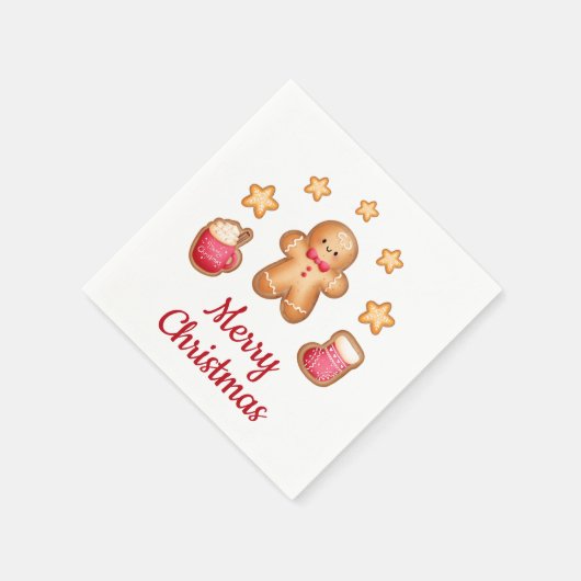 Niedlich Gingerbread Mann Frohe Weihnachten Serviette (Ecke)