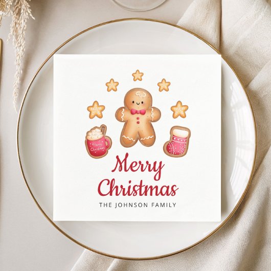 Niedlich Gingerbread Mann Frohe Weihnachten Serviette