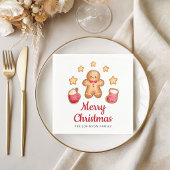 Niedlich Gingerbread Mann Frohe Weihnachten Serviette