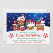 Niedlich Gingerbread Mann Weihnachtszug Kindergebu Einladung (Vorderseite)