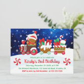 Niedlich Gingerbread Mann Weihnachtszug Kindergebu Einladung (Stehend Vorderseite)